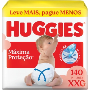 Huggies Supreme Care Fralda Descartável Xtra-Flex, Canais em X, Vermelho, XXG, 140 Unidades