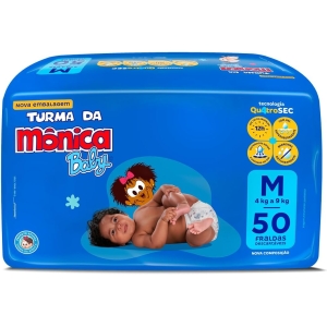 Fralda Turma da Mônica Baby Mega M 50 Unidades