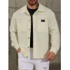 Manfinity Homme Camisa Jaqueta Masculina Plus Size de Cor Sólida Minimalista Casual de Manga Longa, Veludo Cotelê