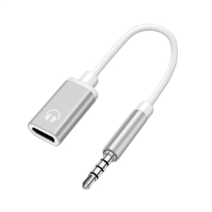 Adaptador De Áudio Macho Para Fêmea Tipo C De 3,5 Mm Prateado